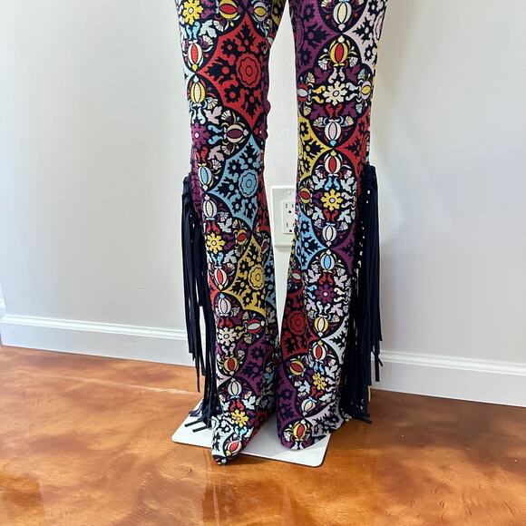 Judith March Women Bell Bottom Pants Size L Western Boho Maximalist Rodeo Fringe - Picture 4 of 14